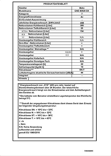 Beko GNE 60520 DX Side by Side / A+ / Kühlen: 383 L / Gefrieren: 149 L / Edelstahl Fingerprint Free / No Frost / Wasser- und Eiswürfelspender / French Door / 0°-Zone / Festwasseranschluss - 3